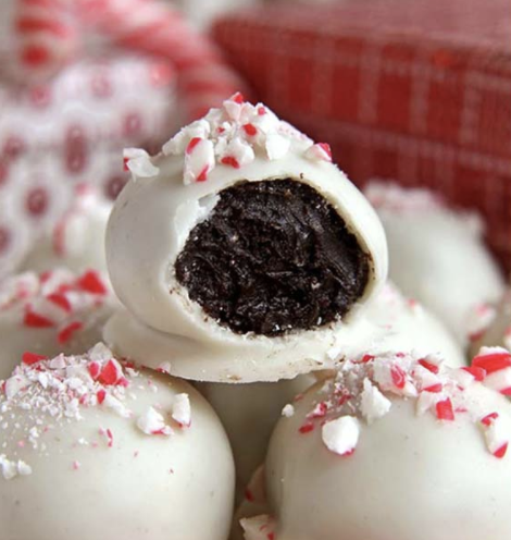 candy cane oreo truffles